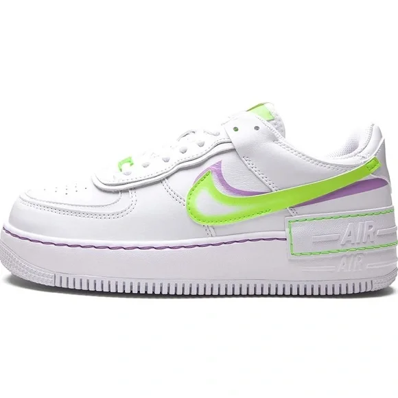 NIKE Air Force 1 Low Shadow White Electric Green Size 10 - Picture 14 of 15